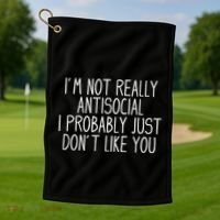 Funny Introvert Antisocial Golf Towel thumb 1
