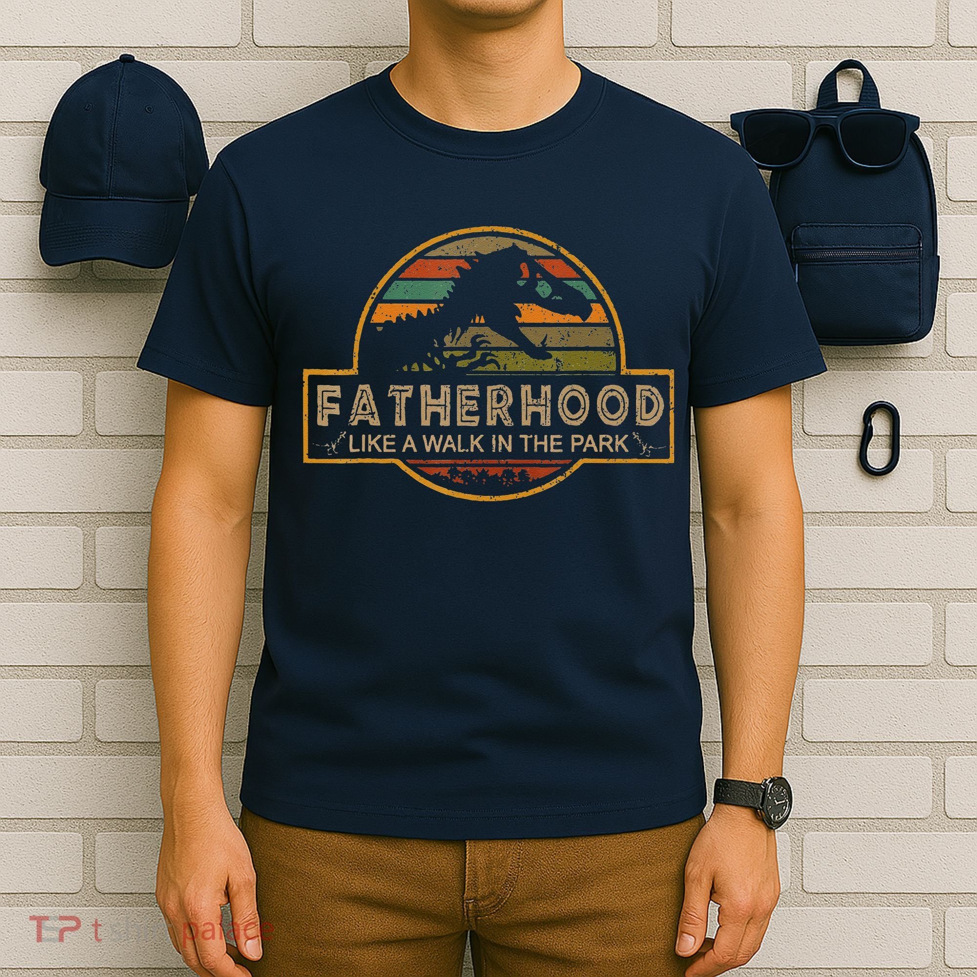 Fatherhood Is A Walk In The Park — Dino FatherS Day T-Shirt