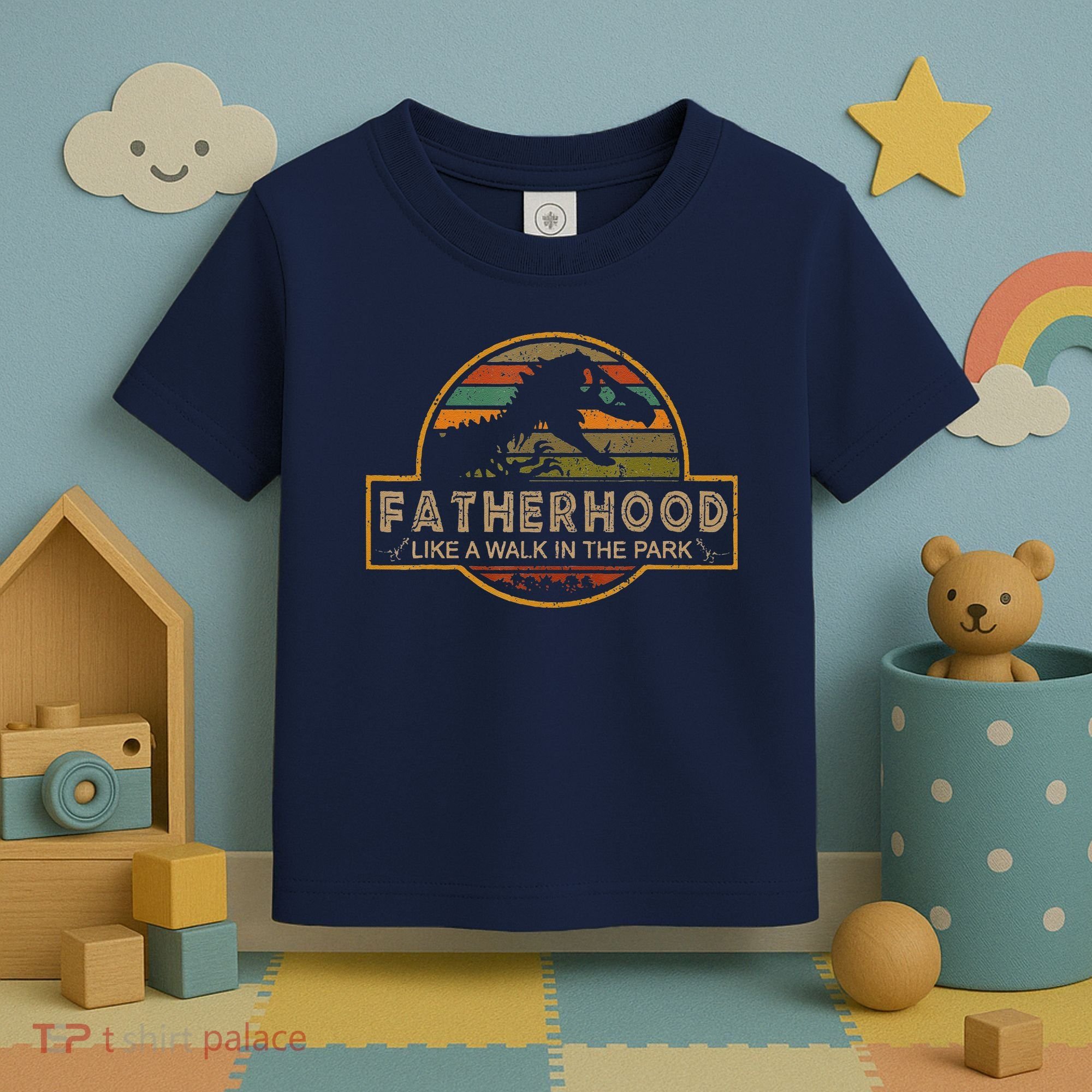 Fatherhood Is A Walk In The Park — Dino FatherS Day Toddler T-Shirt