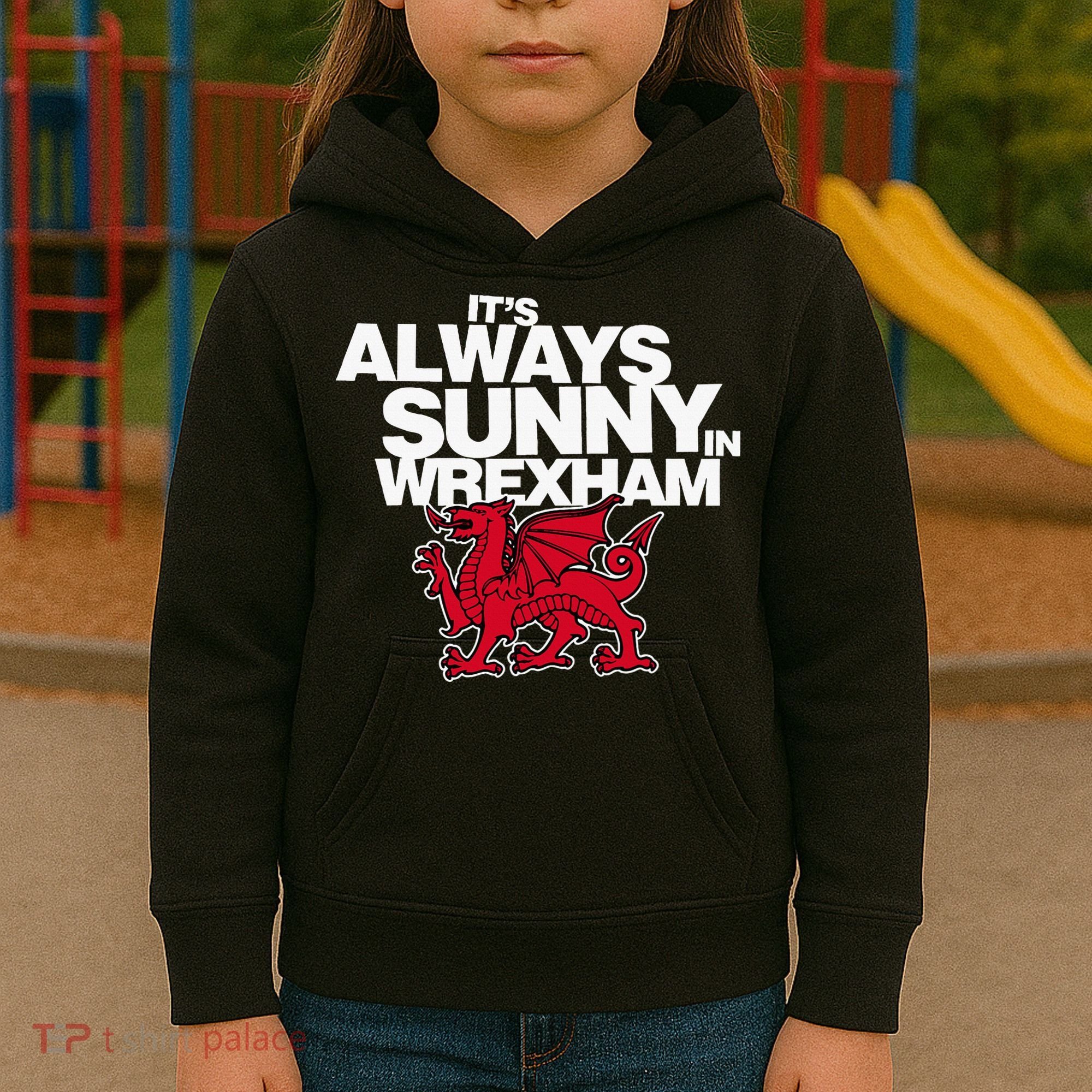 Funny ItS Always Sunny In Wrexham Wales Dragon Kids Hoodie