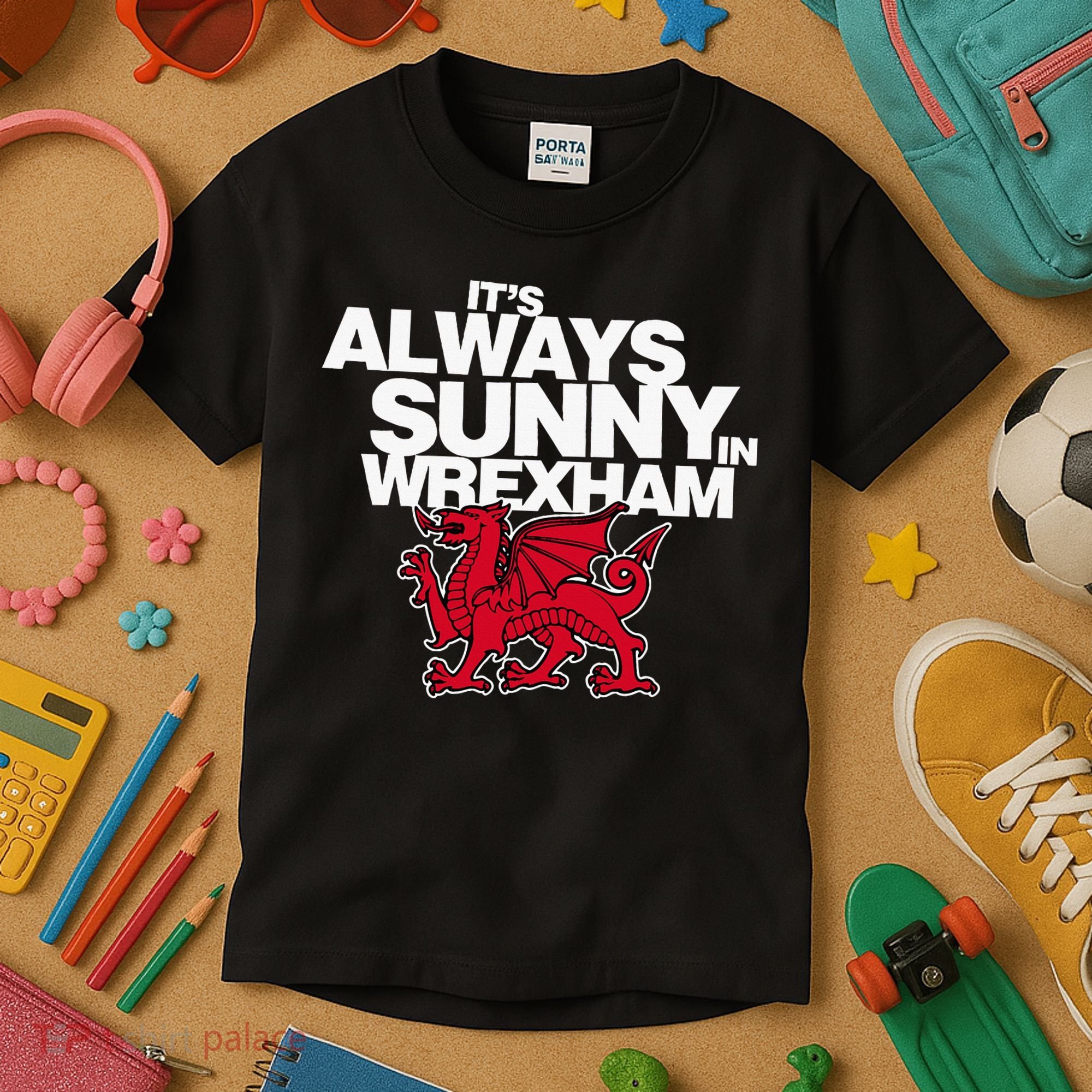 Funny ItS Always Sunny In Wrexham Wales Dragon Kids T-Shirt