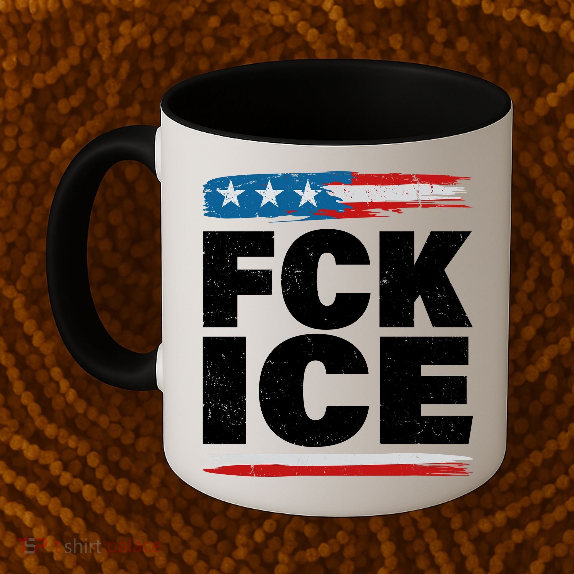 FCK ICE Anti ICE Distressed American Flag Coffee Mug