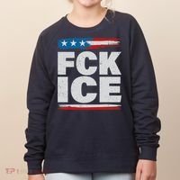 FCK ICE Anti ICE Distressed American Flag Women's Sweatshirt thumb 0