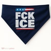 FCK ICE Anti ICE Distressed American Flag USA-Made Doggie Bandana thumb 0