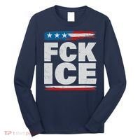 FCK ICE Anti ICE Distressed American Flag Long Sleeve Shirt thumb 0