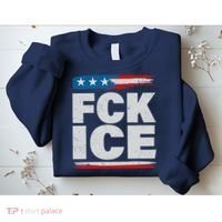 FCK ICE Anti ICE Distressed American Flag Sweatshirt thumb 2