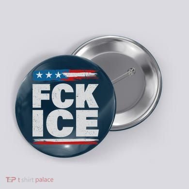FCK ICE Anti ICE Distressed American Flag Button