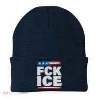 FCK ICE Anti ICE Distressed American Flag Beanie thumb 0