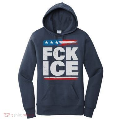 FCK ICE Anti ICE Distressed American Flag Women's Hoodie