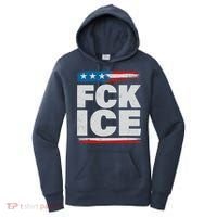 FCK ICE Anti ICE Distressed American Flag Women's Hoodie thumb 0