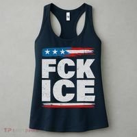 FCK ICE Anti ICE Distressed American Flag Women's Tank Top thumb 3