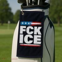 FCK ICE Anti ICE Distressed American Flag Golf Towel thumb 2