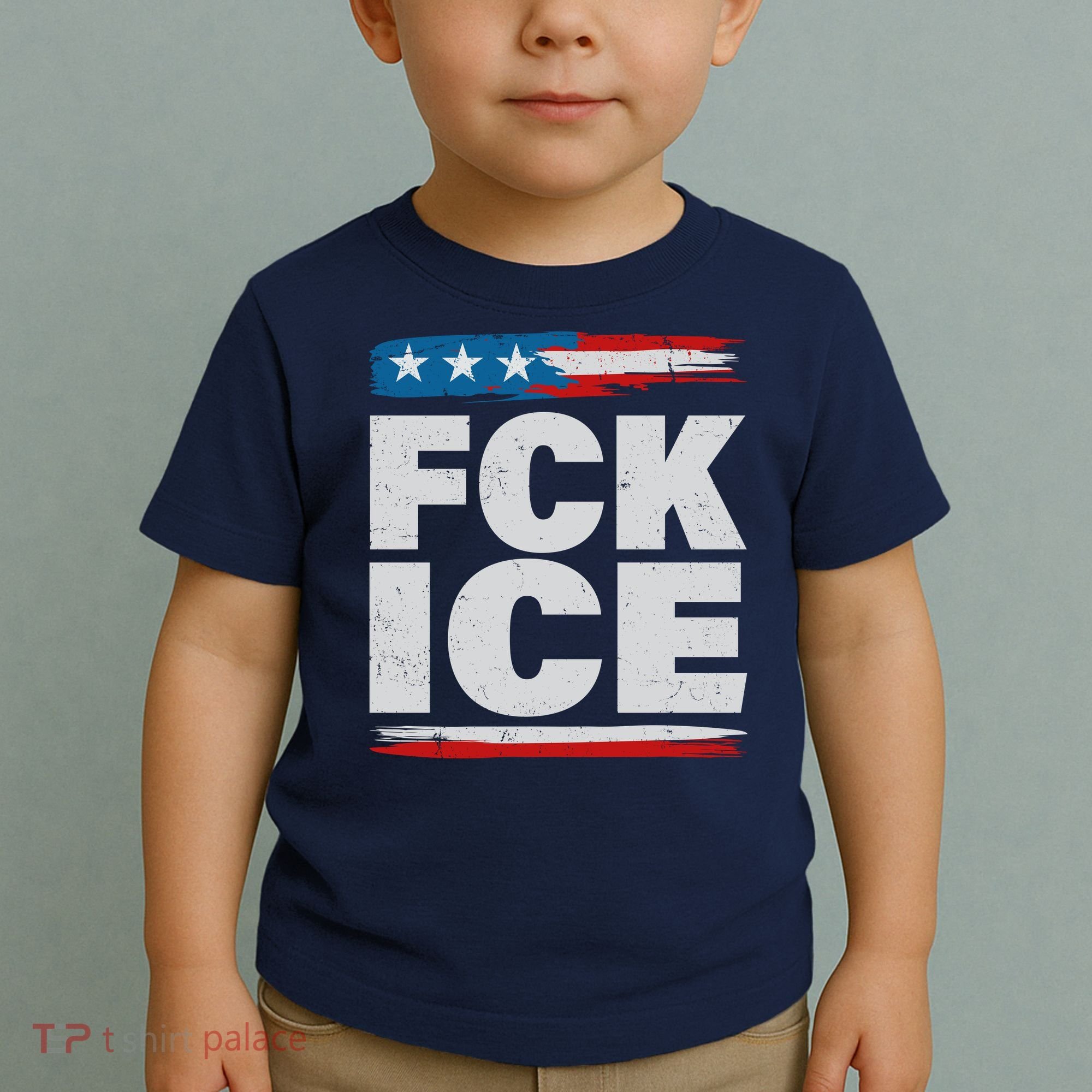 FCK ICE Anti ICE Distressed American Flag Toddler T-Shirt