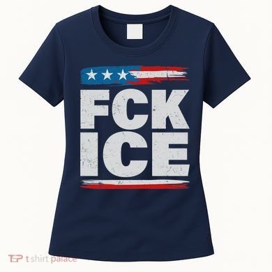 FCK ICE Anti ICE Distressed American Flag Women's T-Shirt