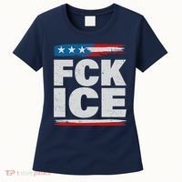 FCK ICE Anti ICE Distressed American Flag Women's T-Shirt thumb 0