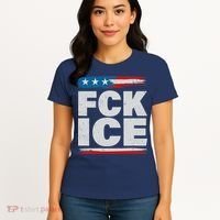 FCK ICE Anti ICE Distressed American Flag Women's T-Shirt thumb 4