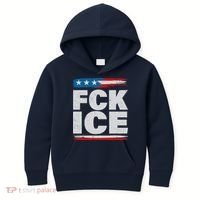 FCK ICE Anti ICE Distressed American Flag Kids Hoodie thumb 0