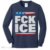 FCK ICE Anti ICE Distressed American Flag Kids Long Sleeve Shirt thumb 0