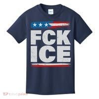 FCK ICE Anti ICE Distressed American Flag Kids T-Shirt thumb 0