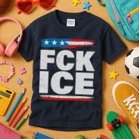 FCK ICE Anti ICE Distressed American Flag Kids T-Shirt thumb 3
