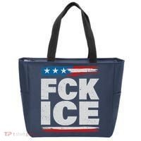 FCK ICE Anti ICE Distressed American Flag Tote Bag thumb 0