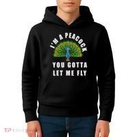 Funny I'm A Peacock You Gotta Let Me Fly Kids Hoodie thumb 4
