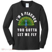 Funny I'm A Peacock You Gotta Let Me Fly Kids Long Sleeve Shirt thumb 0