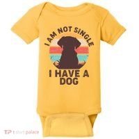 Funny I Am Not Single I Have A Dog Baby Bodysuit thumb 0