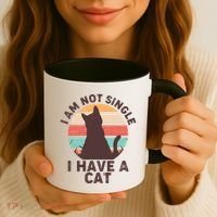 Funny I Am Not Single I Have A Cat Coffee Mug thumb 3