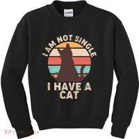 Funny I Am Not Single I Have A Cat Kids Sweatshirt thumb 0