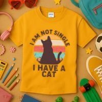 Funny I Am Not Single I Have A Cat Kids T-Shirt thumb 3