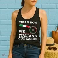 Funny Italian American How Italians Cut Carbs Pizza Slice Women's Tank Top thumb 2