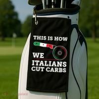 Funny Italian American How Italians Cut Carbs Pizza Slice Golf Towel thumb 2