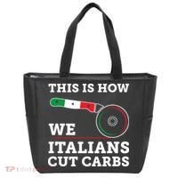 Funny Italian American How Italians Cut Carbs Pizza Slice Tote Bag thumb 0