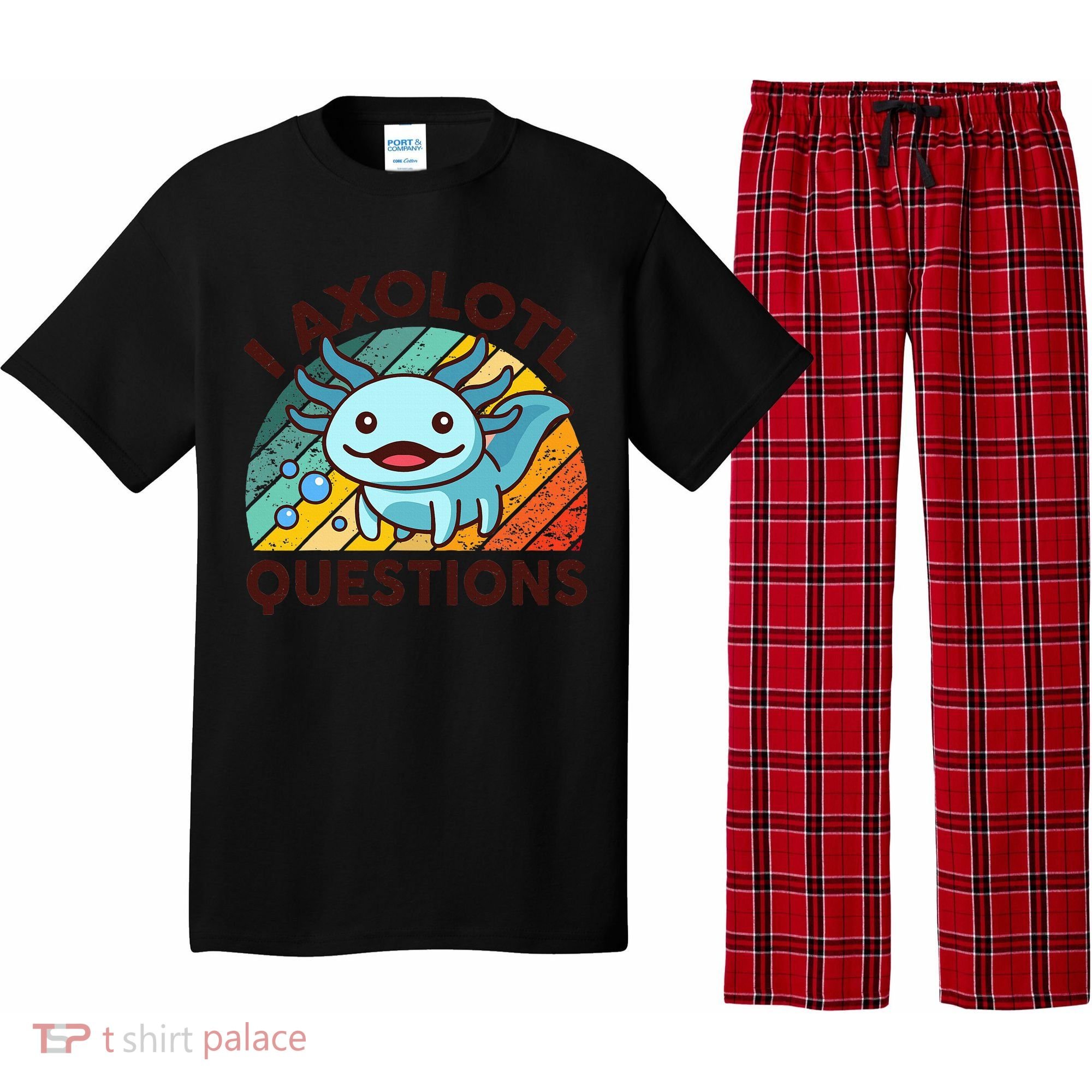 Funny I Axolotl Questions Retro Pajama Set