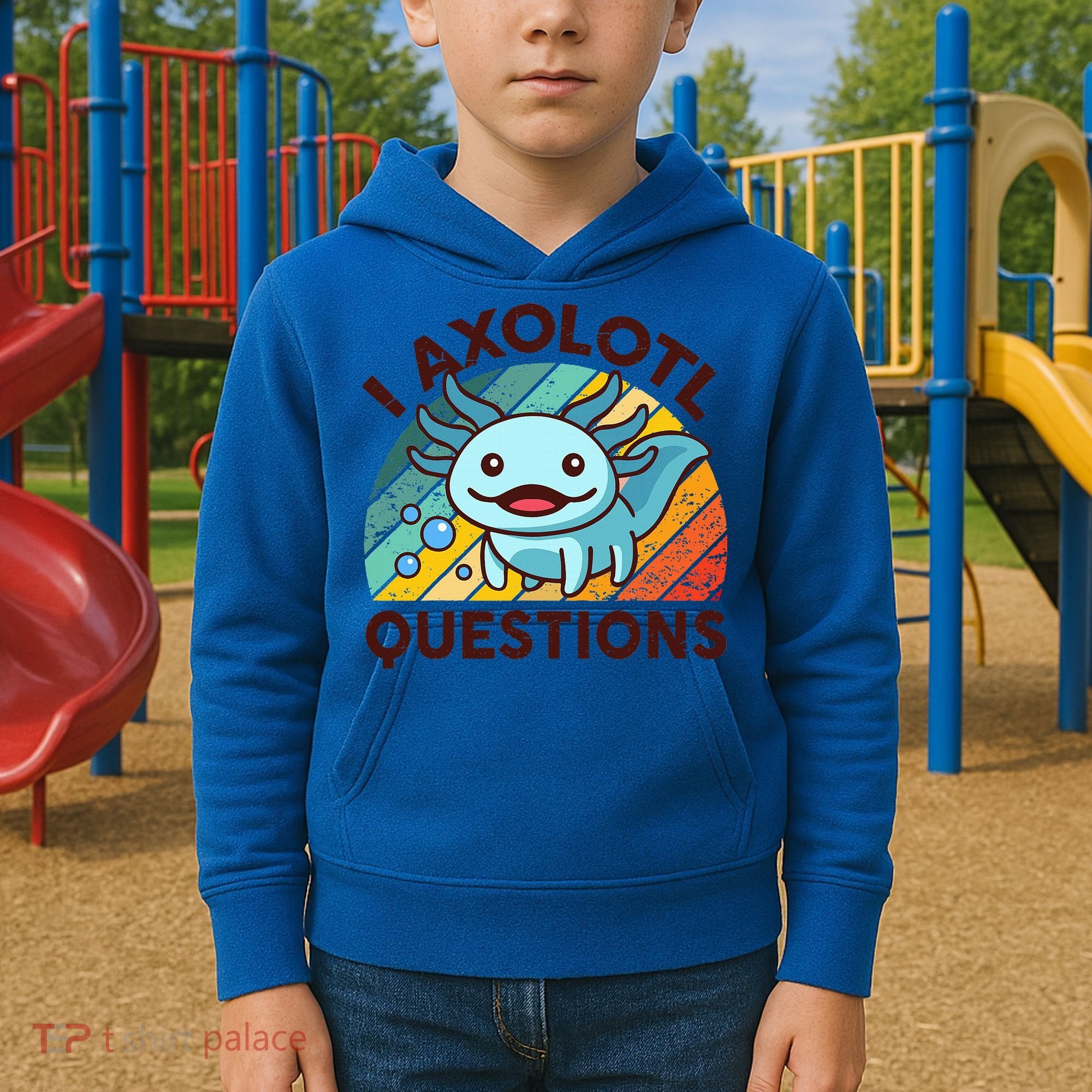 Funny I Axolotl Questions Retro Kids Hoodie