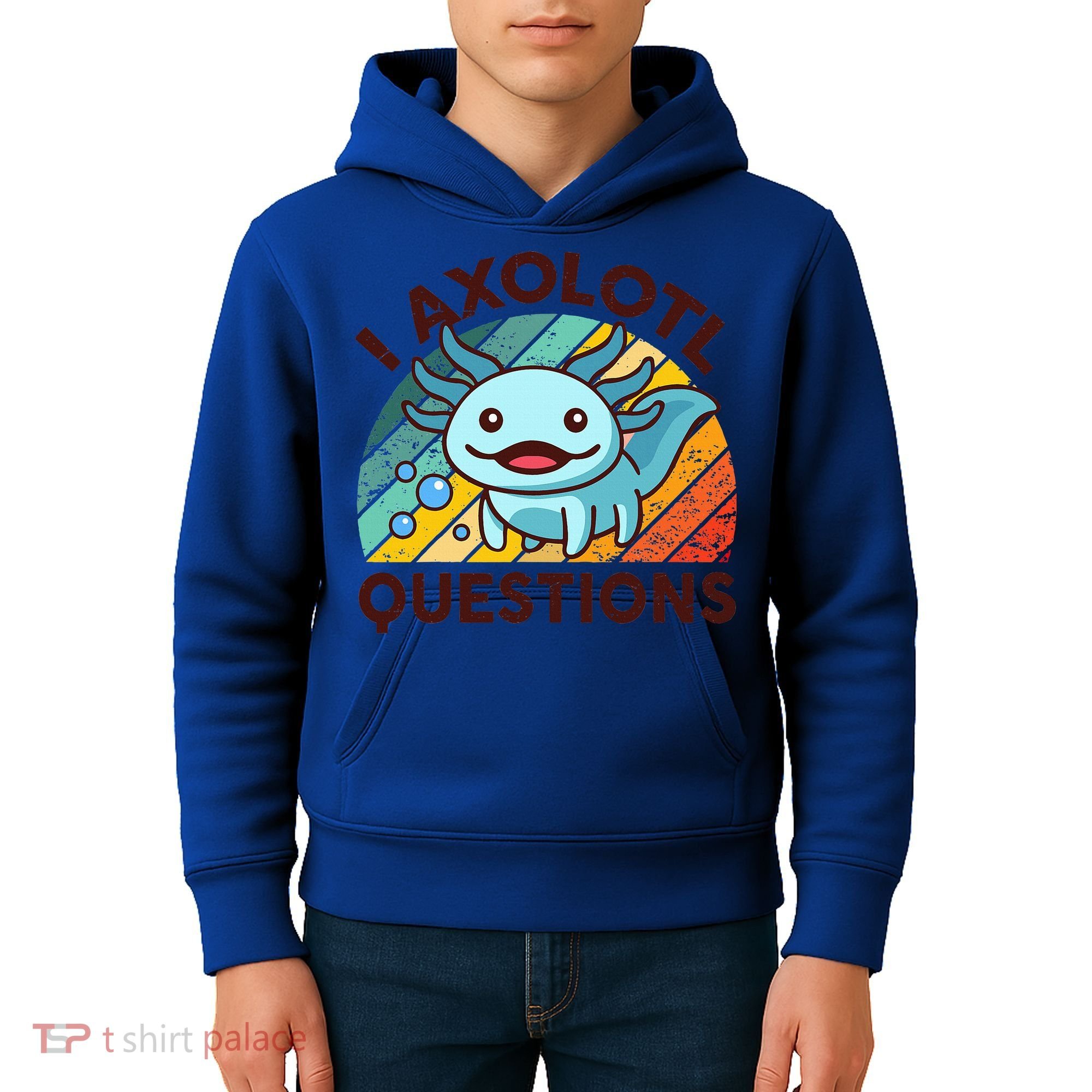 Funny I Axolotl Questions Retro Kids Hoodie