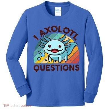 Funny I Axolotl Questions Retro Kids Long Sleeve Shirt