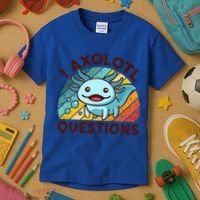 Funny I Axolotl Questions Retro Kids T-Shirt thumb 3