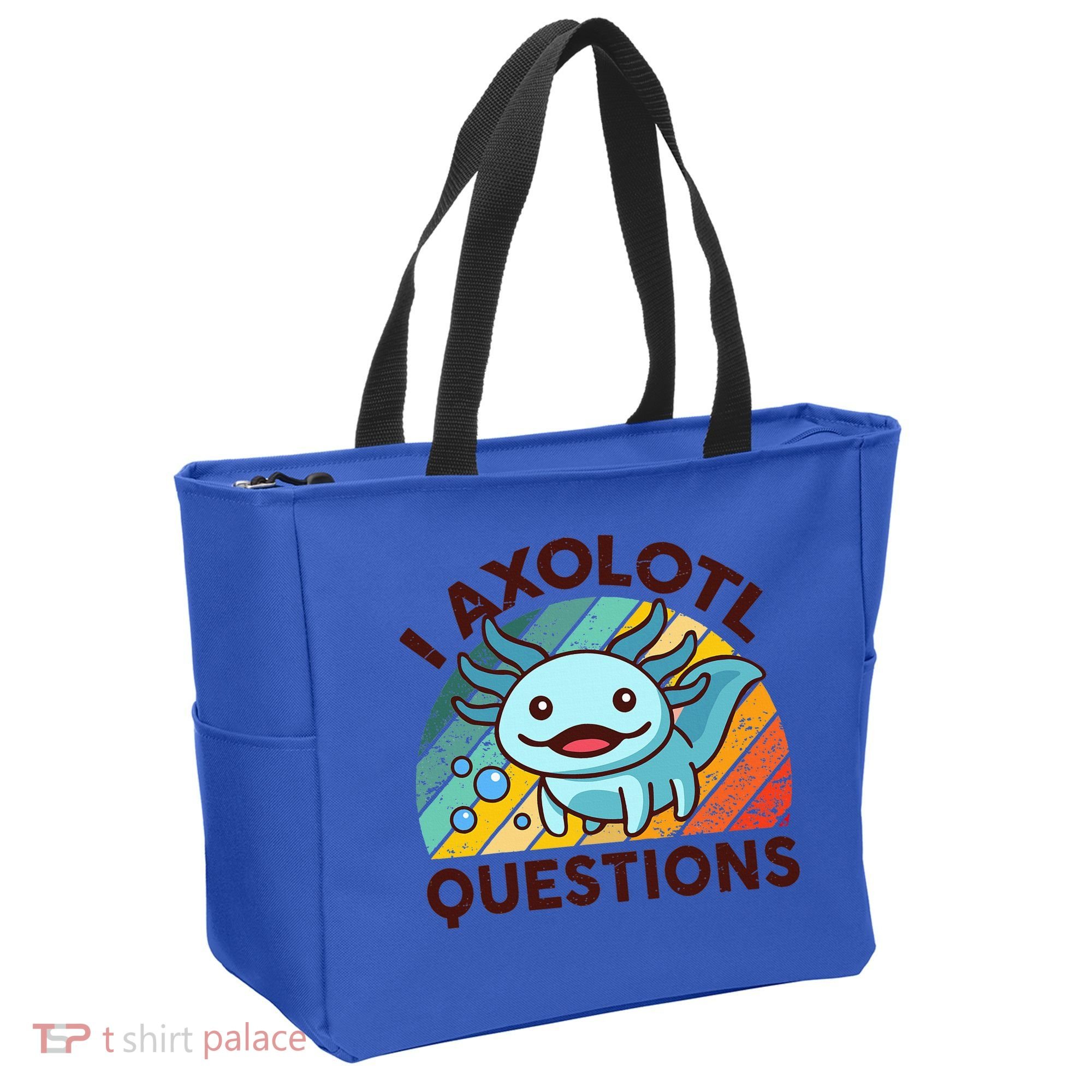 Funny I Axolotl Questions Retro Tote Bag