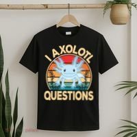 Funny I Axolotl Questions Cute Kawaii Blue Axolotl Retro T-Shirt thumb 2