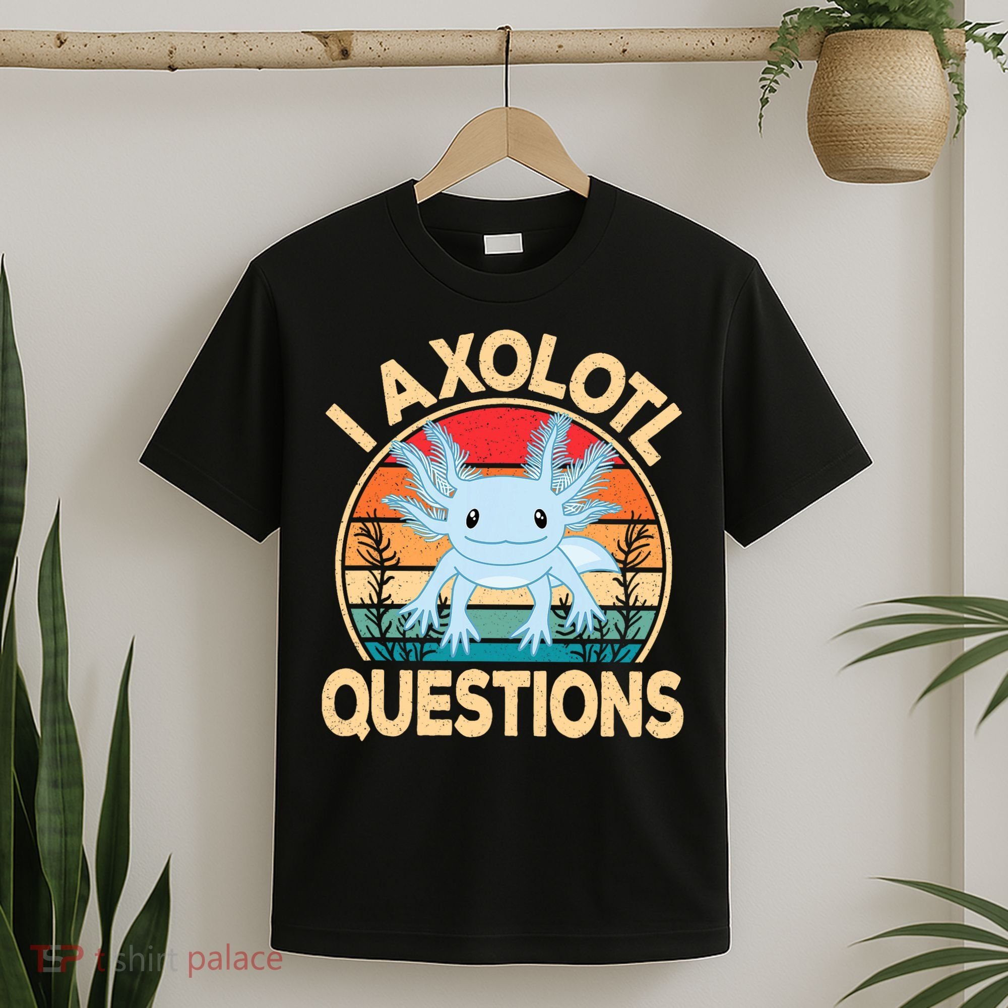 Funny I Axolotl Questions Cute Kawaii Blue Axolotl Retro T-Shirt