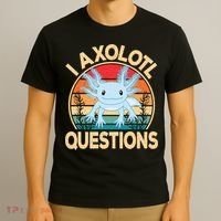 Funny I Axolotl Questions Cute Kawaii Blue Axolotl Retro T-Shirt thumb 3