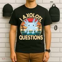 Funny I Axolotl Questions Cute Kawaii Blue Axolotl Retro T-Shirt thumb 6