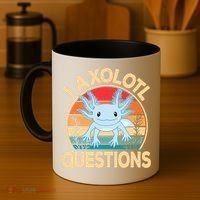 Funny I Axolotl Questions Cute Kawaii Blue Axolotl Retro Coffee Mug thumb 4