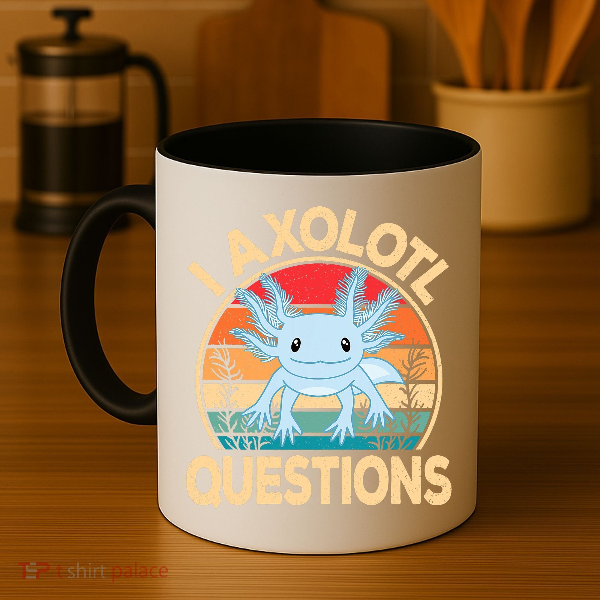 Funny I Axolotl Questions Cute Kawaii Blue Axolotl Retro Coffee Mug