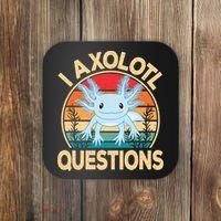 Funny I Axolotl Questions Cute Kawaii Blue Axolotl Retro Coaster thumb 0