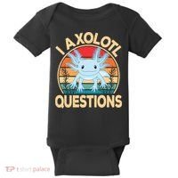 Funny I Axolotl Questions Cute Kawaii Blue Axolotl Retro Baby Bodysuit thumb 0