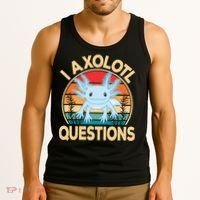 Funny I Axolotl Questions Cute Kawaii Blue Axolotl Retro Tank Top thumb 3