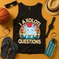 Funny I Axolotl Questions Cute Kawaii Blue Axolotl Retro Tank Top thumb 4